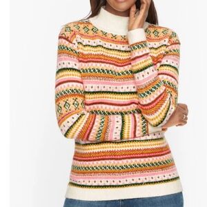Talbots Fair Isle Mockneck Pullover Medium Petite